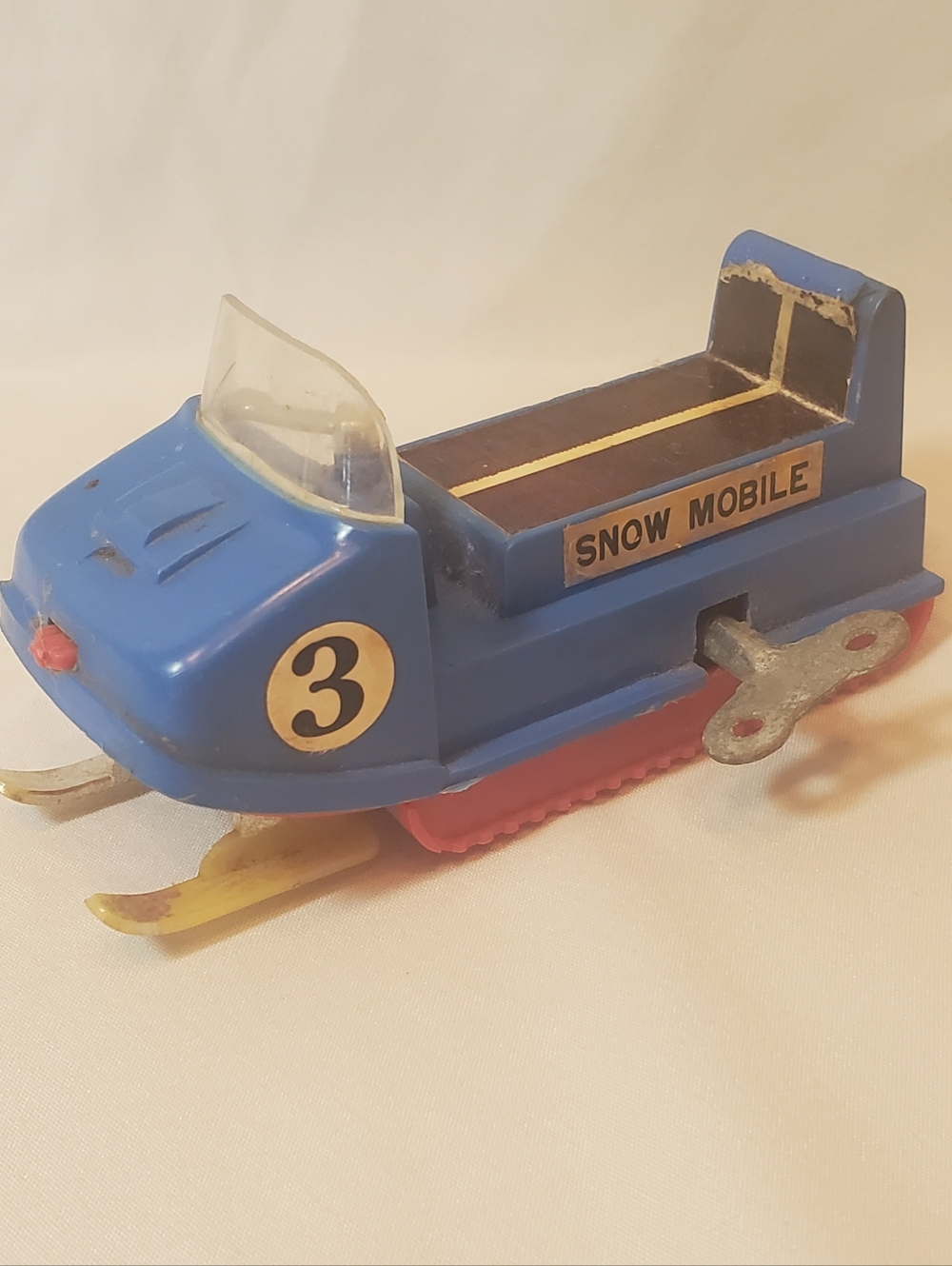 Durham Industries Vintage 1960's Wind-Up Snow Mobile Toy With Key, Made In Japan